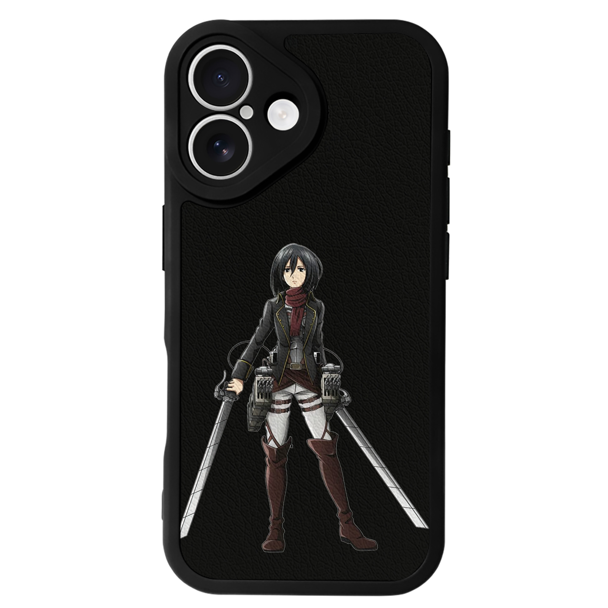 （画像用） 進撃の巨人 ミカサ·アッカーマン Attack on Titan Mikasa Ackerman 【iPhone 16シリーズ対応】シリコンスマホケース（レザー調） 材質：シリコン